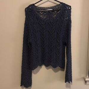 Zara Navy Blue Crochet Sweater Size Medium